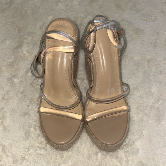 Clear Strap Wedge Sandals - Picture 3 of 4